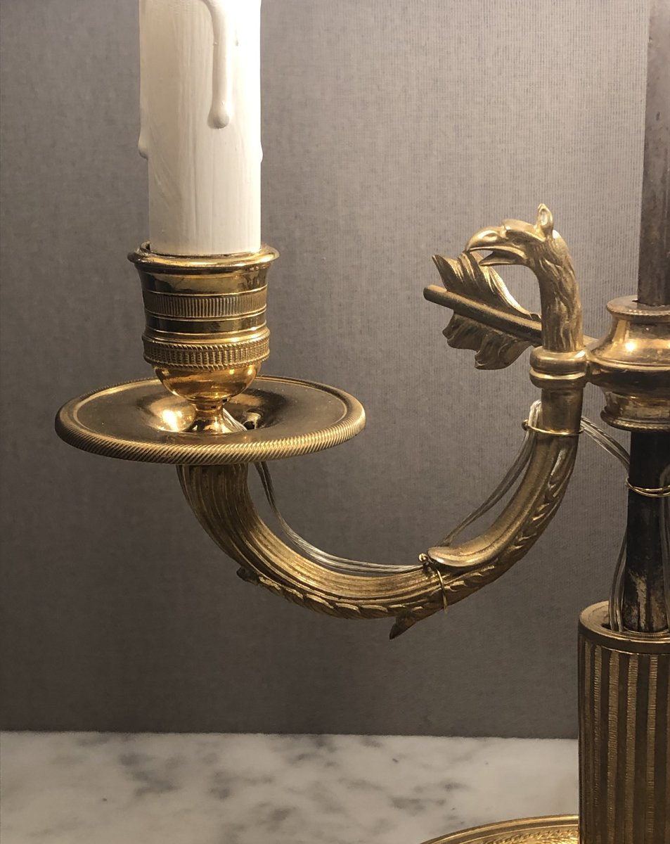 Lampe bouillotte Empire en bronze doré début XIX° siècle -photo-3