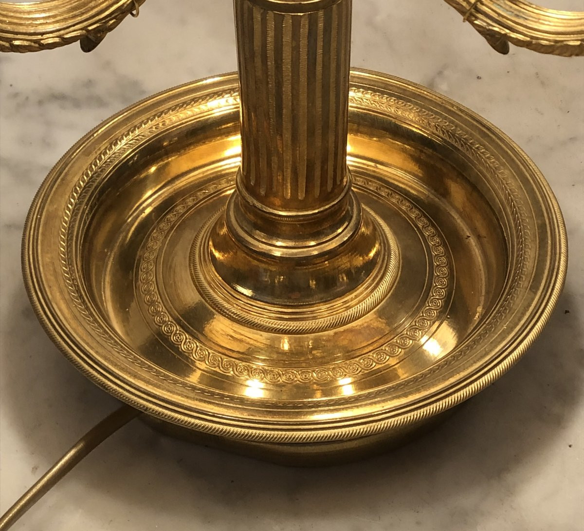 Lampe bouillotte Empire en bronze doré début XIX° siècle -photo-1