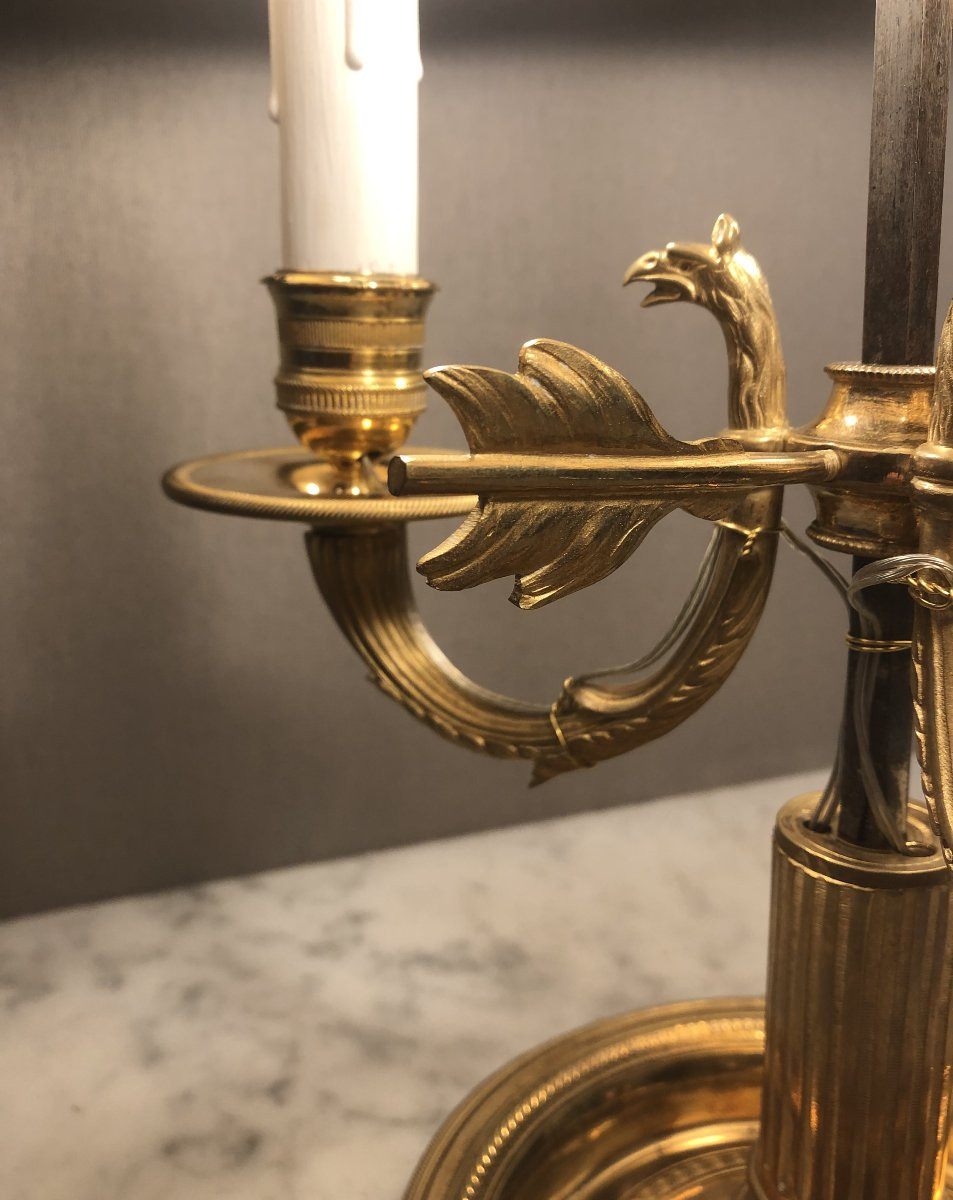 Lampe bouillotte Empire en bronze doré début XIX° siècle -photo-4