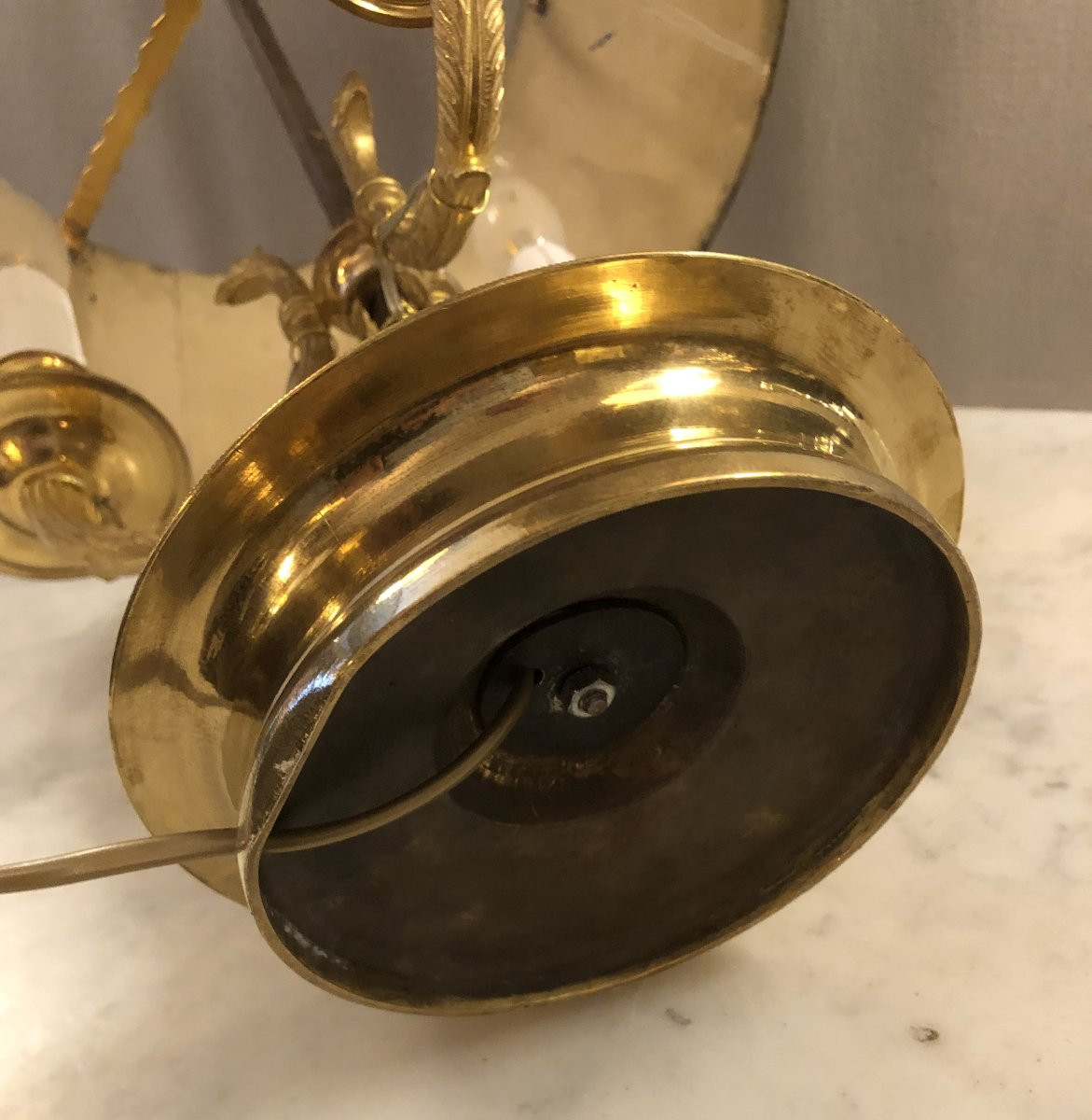 Lampe bouillotte Empire en bronze doré début XIX° siècle -photo-6