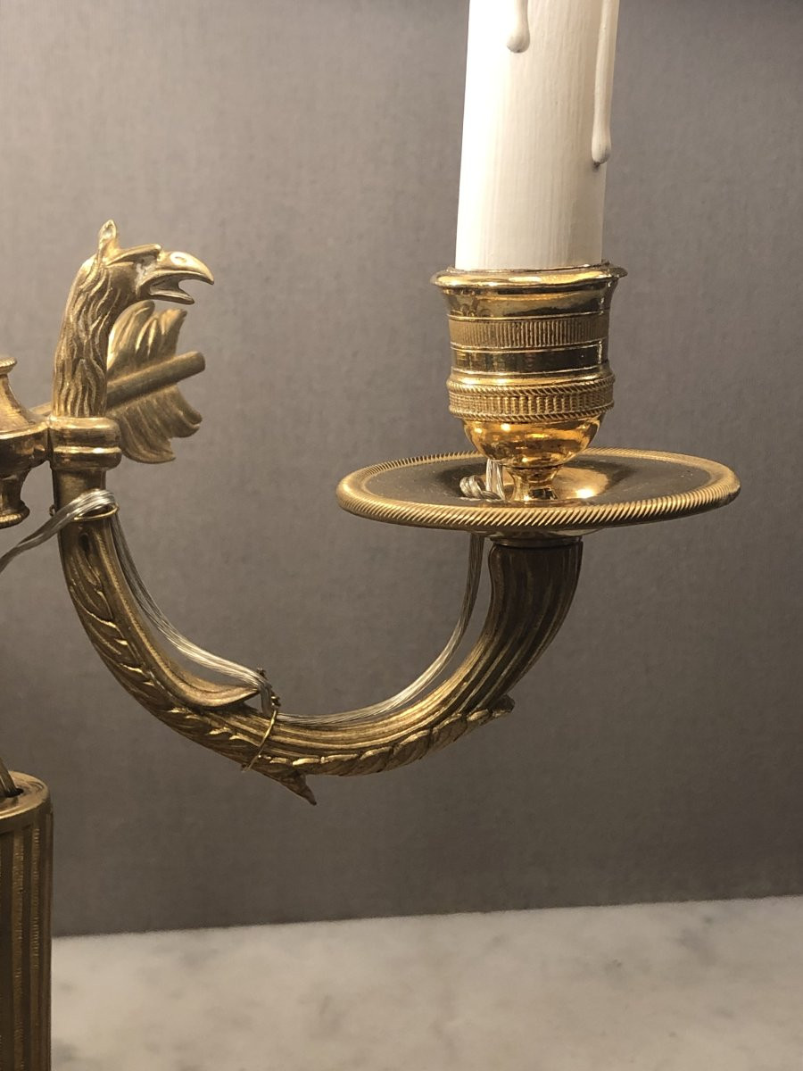 Lampe bouillotte Empire en bronze doré début XIX° siècle -photo-7
