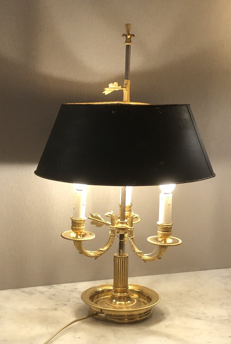 Lampe bouillotte Empire en bronze doré début XIX° siècle -photo-8