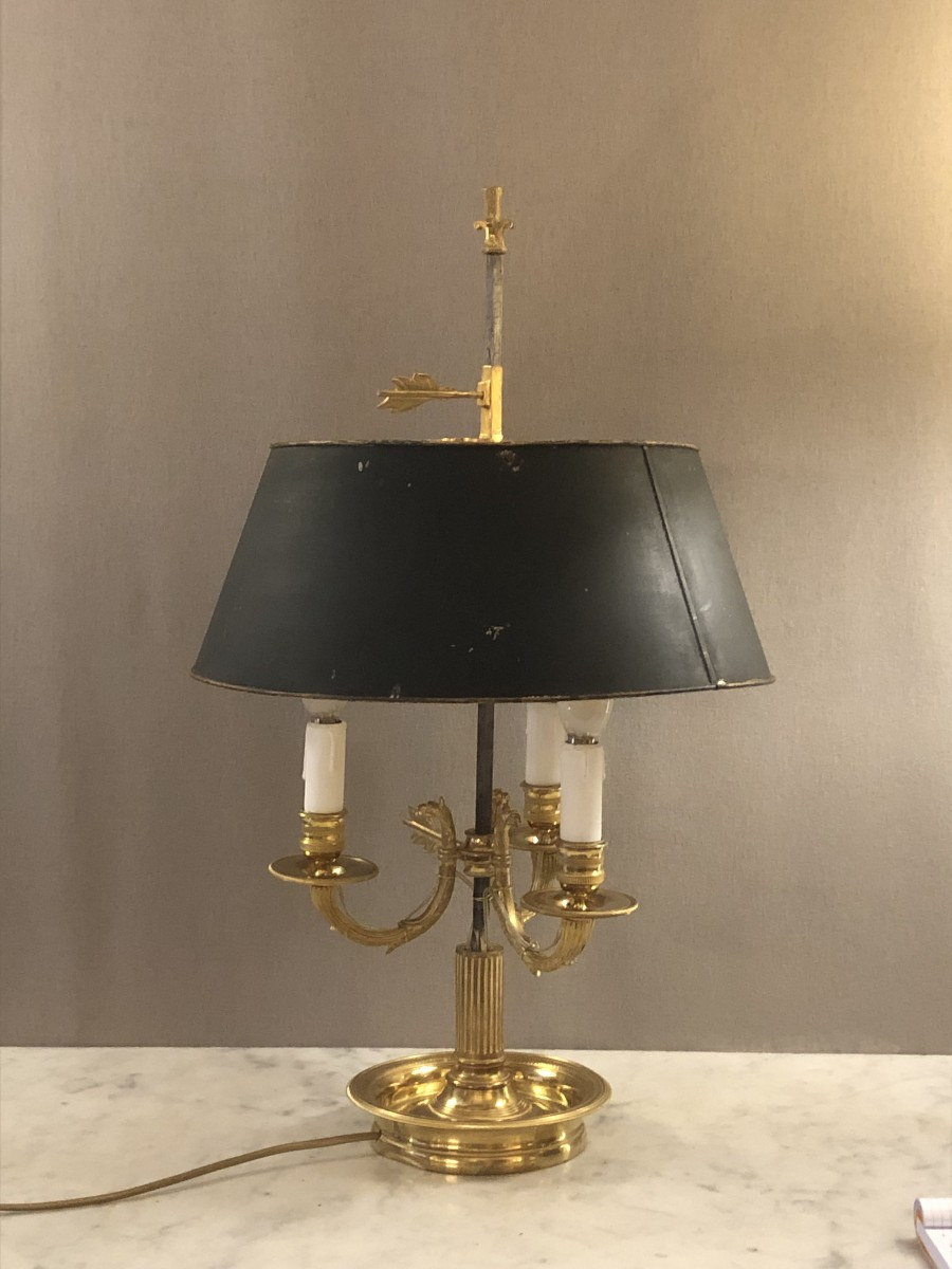 Lampe bouillotte Empire en bronze doré début XIX° siècle 
