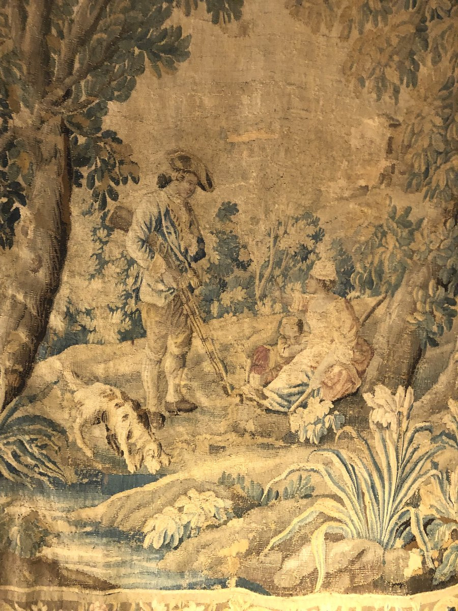 "the Gallant Hunter" 18th Century Aubusson Tapestry -photo-2
