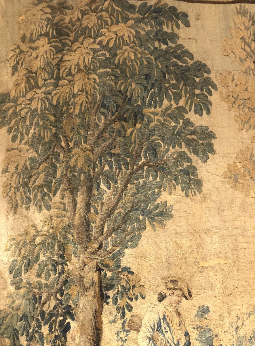 "the Gallant Hunter" 18th Century Aubusson Tapestry -photo-3
