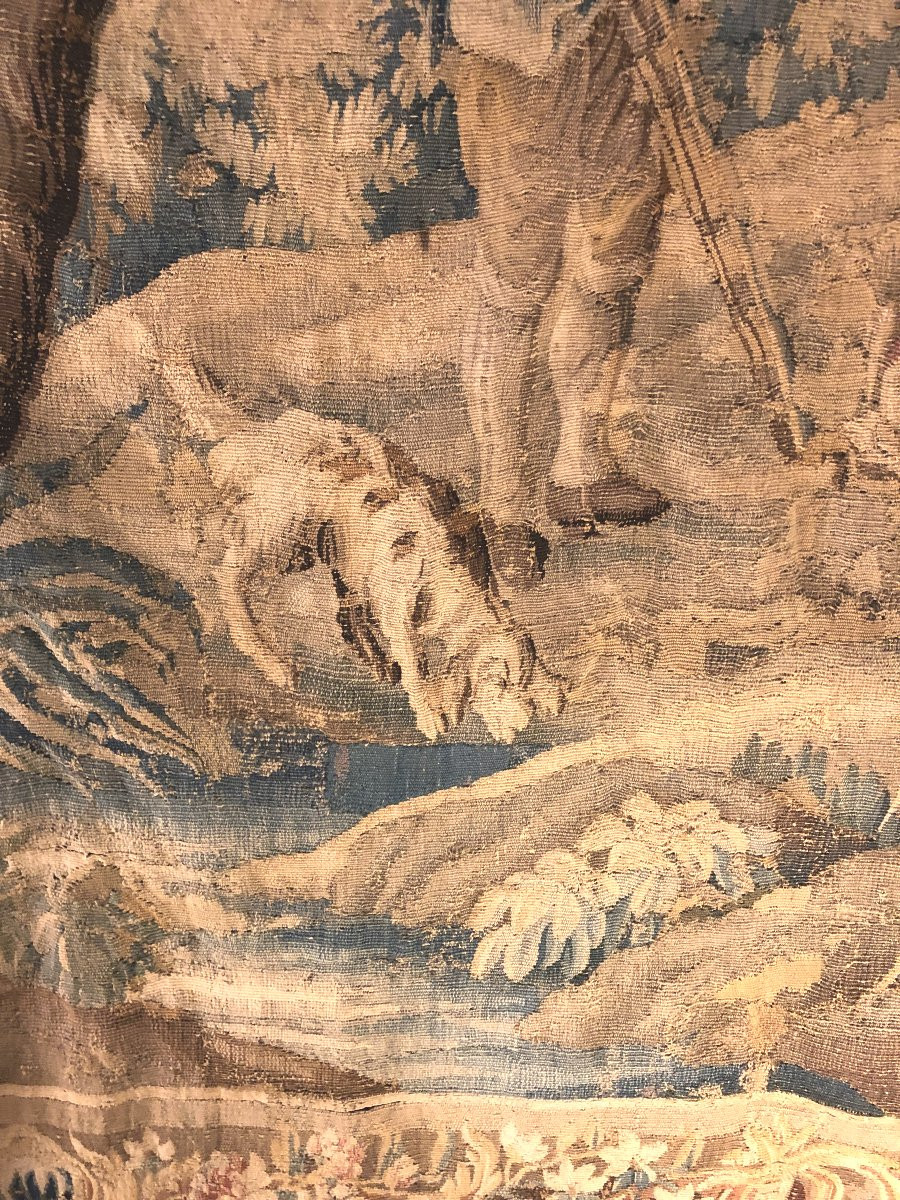 "the Gallant Hunter" 18th Century Aubusson Tapestry -photo-1