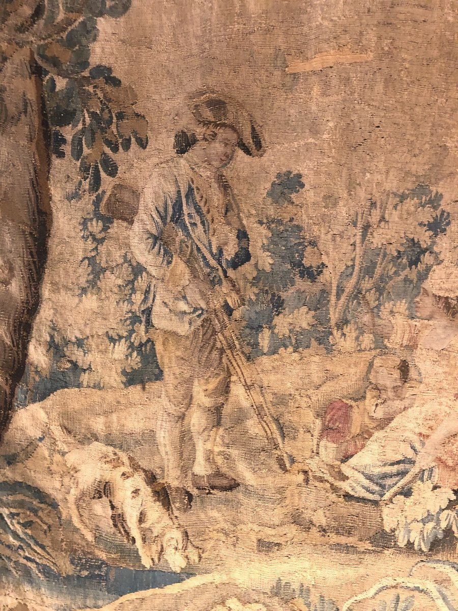"the Gallant Hunter" 18th Century Aubusson Tapestry -photo-3