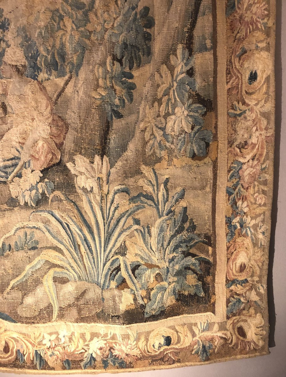 "the Gallant Hunter" 18th Century Aubusson Tapestry -photo-4
