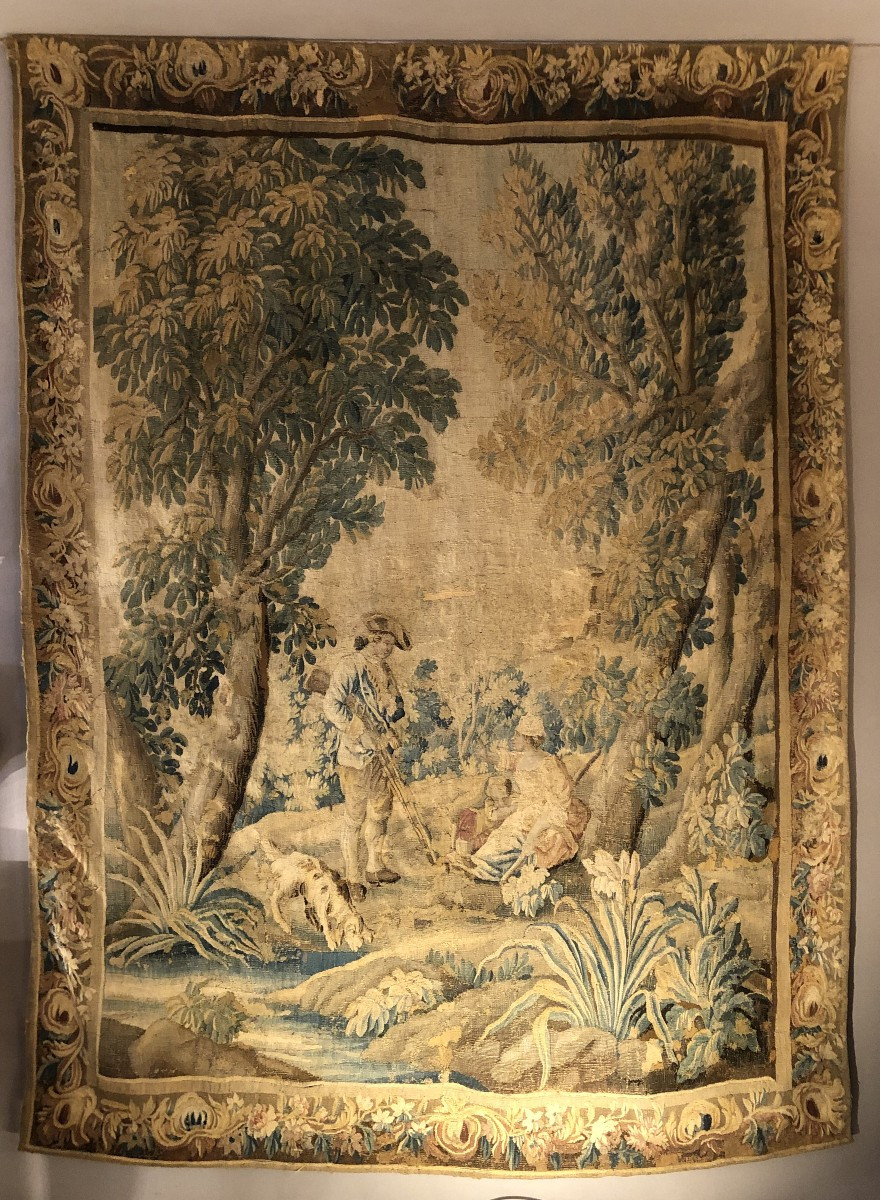 "the Gallant Hunter" 18th Century Aubusson Tapestry 
