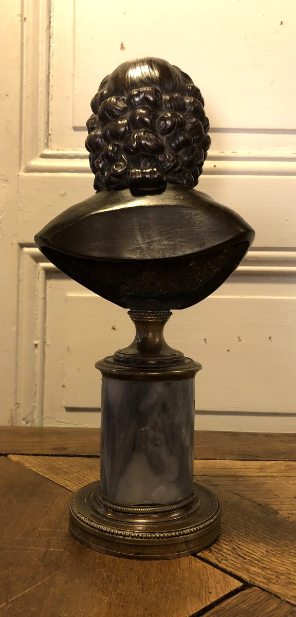 Buste de voltaire en bronze époque XVIII° siècle -photo-1