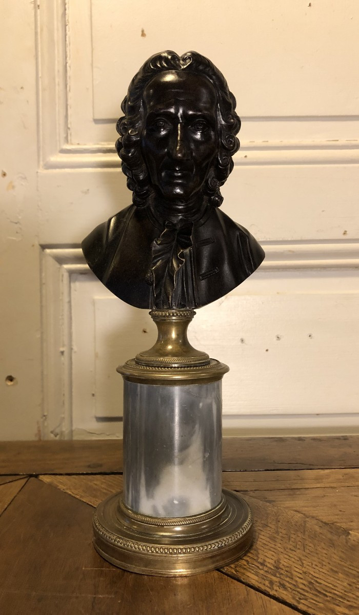 Buste de voltaire en bronze époque XVIII° siècle 