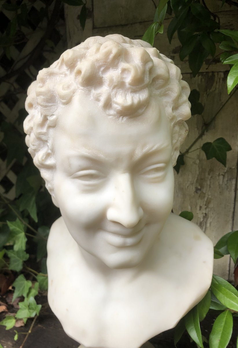 Buste de faune en marbre blanc statuaire de Carrare -photo-2
