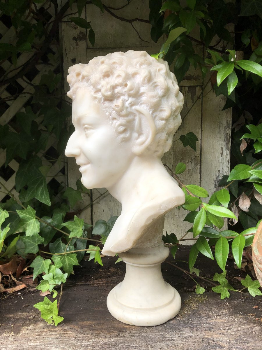 Buste de faune en marbre blanc statuaire de Carrare -photo-1