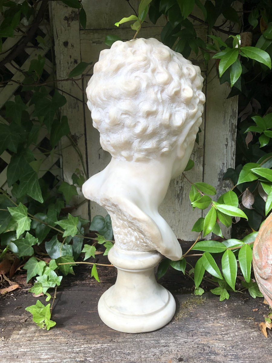 Buste de faune en marbre blanc statuaire de Carrare -photo-4