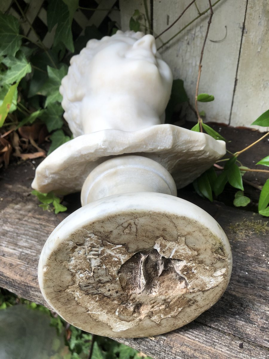 Buste de faune en marbre blanc statuaire de Carrare -photo-8