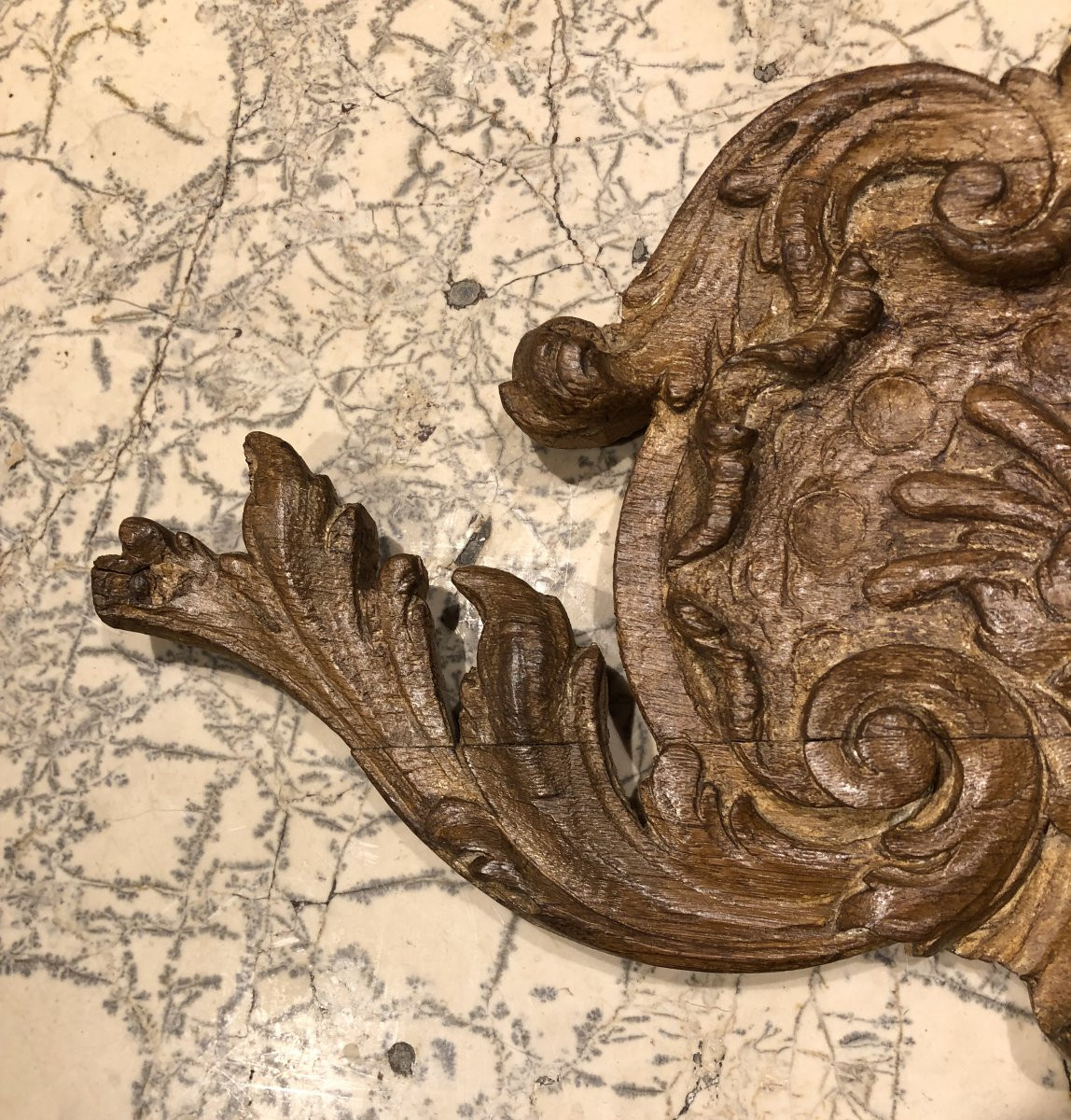 feuille d'acanthe en chêne sculpté XVIII° siècle -photo-3