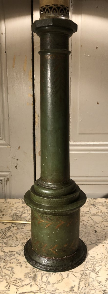 "carcel" Lamp With Crown In Painted Sheet Metal, 19th Century-photo-3