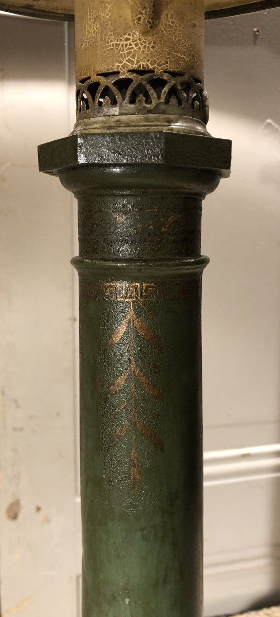 "carcel" Lamp With Crown In Painted Sheet Metal, 19th Century-photo-4