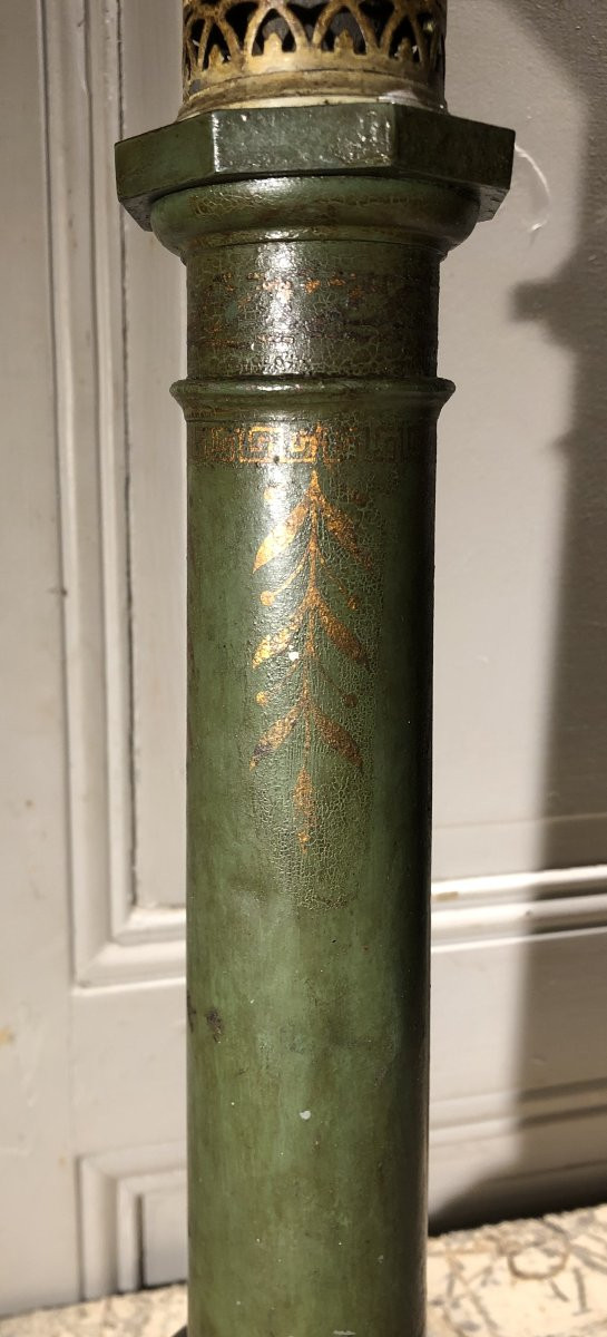 "carcel" Lamp With Crown In Painted Sheet Metal, 19th Century-photo-4