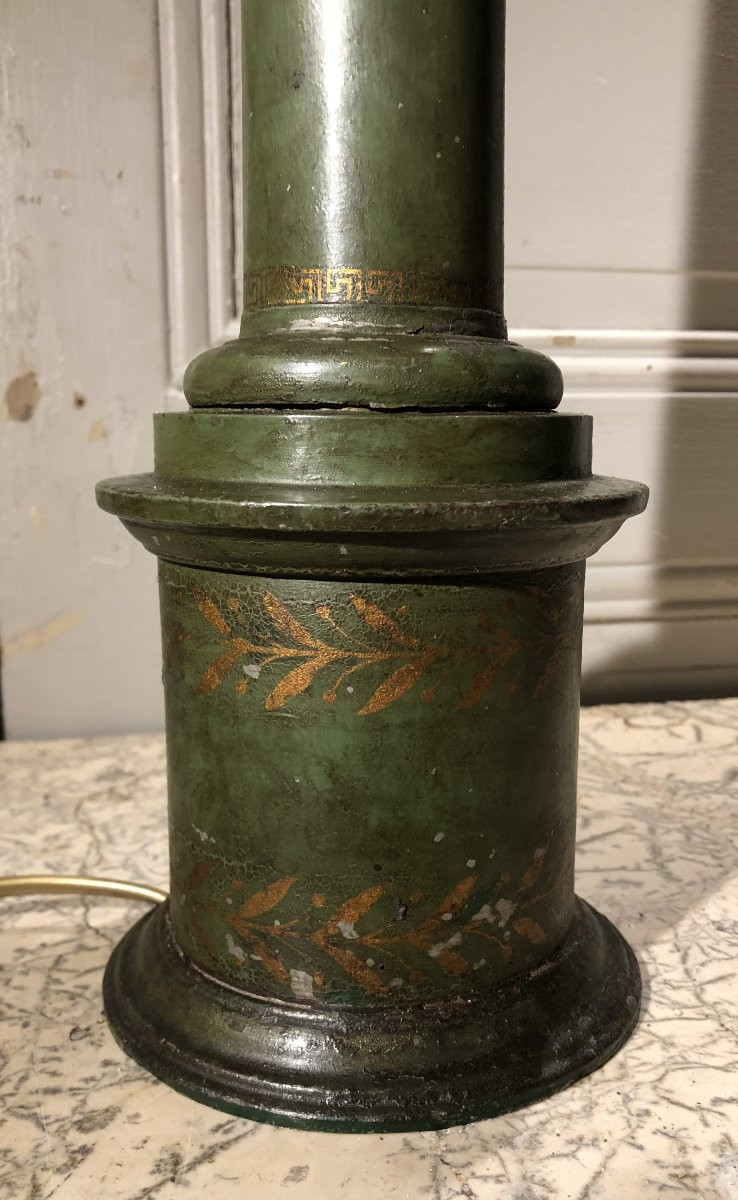 "carcel" Lamp With Crown In Painted Sheet Metal, 19th Century-photo-5