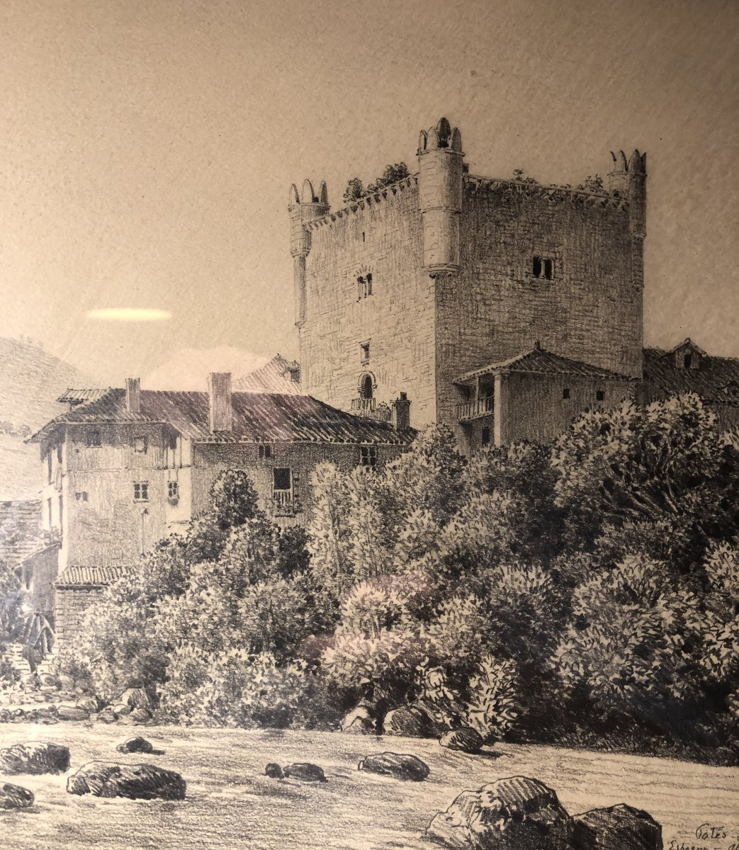 Château de Potes Espagne signé Albert Tissandier et daté 1895-photo-3