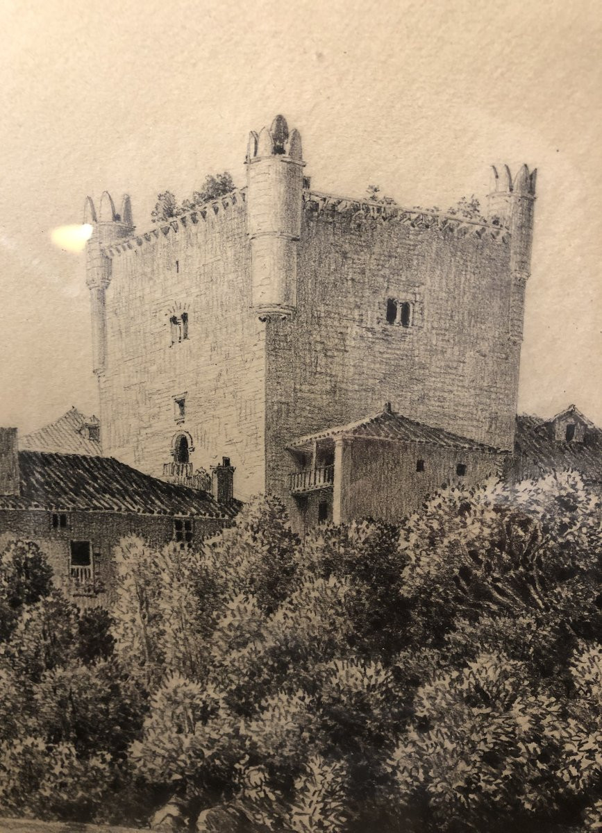 Château de Potes Espagne signé Albert Tissandier et daté 1895-photo-1