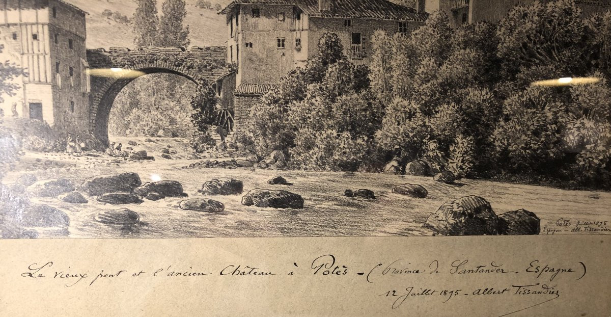 Château de Potes Espagne signé Albert Tissandier et daté 1895-photo-4