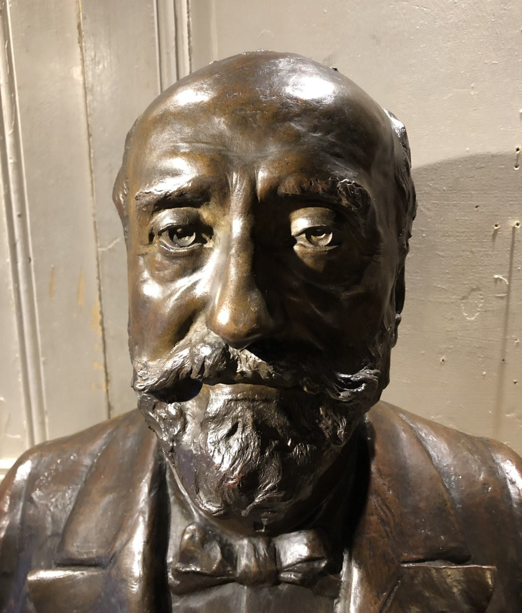 Josep Clara Bronze Bust Of Charles Tantet Founder Andro Dated 1904-photo-2