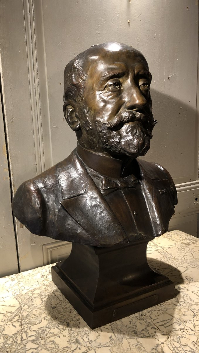 Josep Clara Bronze Bust Of Charles Tantet Founder Andro Dated 1904-photo-3