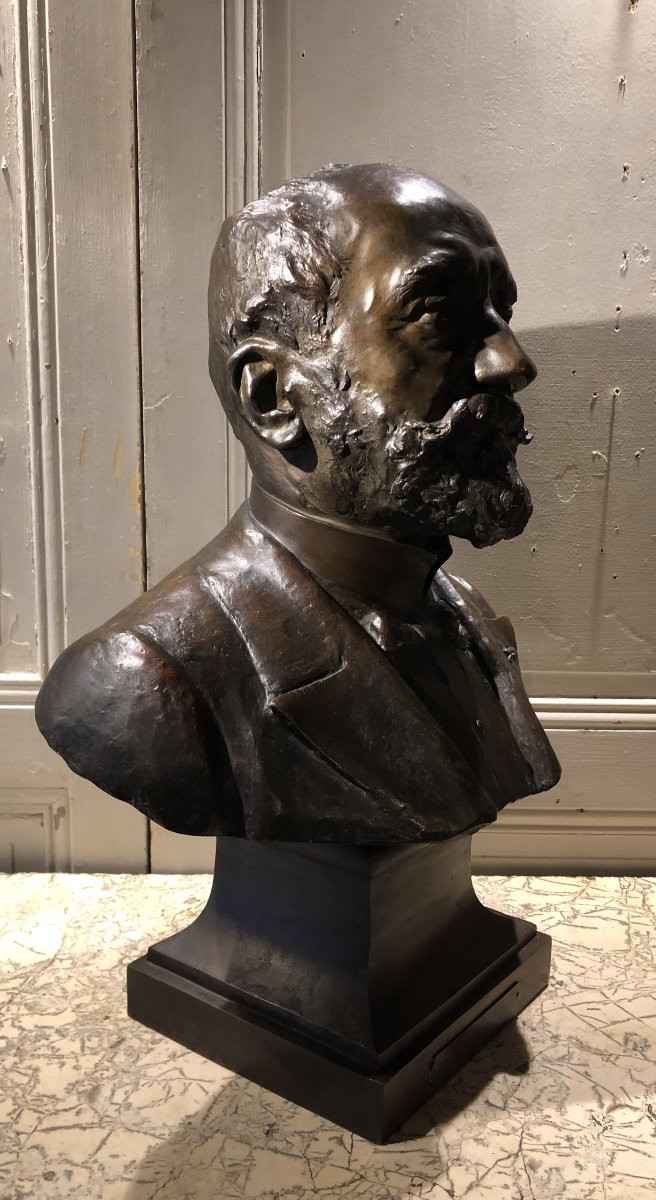Josep Clara Bronze Bust Of Charles Tantet Founder Andro Dated 1904-photo-8