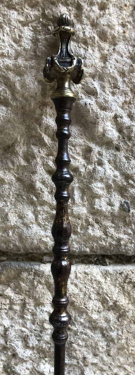 Louis XVI Style Poker In Bronze And Wrought Iron -photo-3