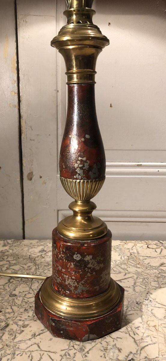 Lampe "Carcel" à couronne de Chopin en tôle peinte XIX° siècle-photo-2