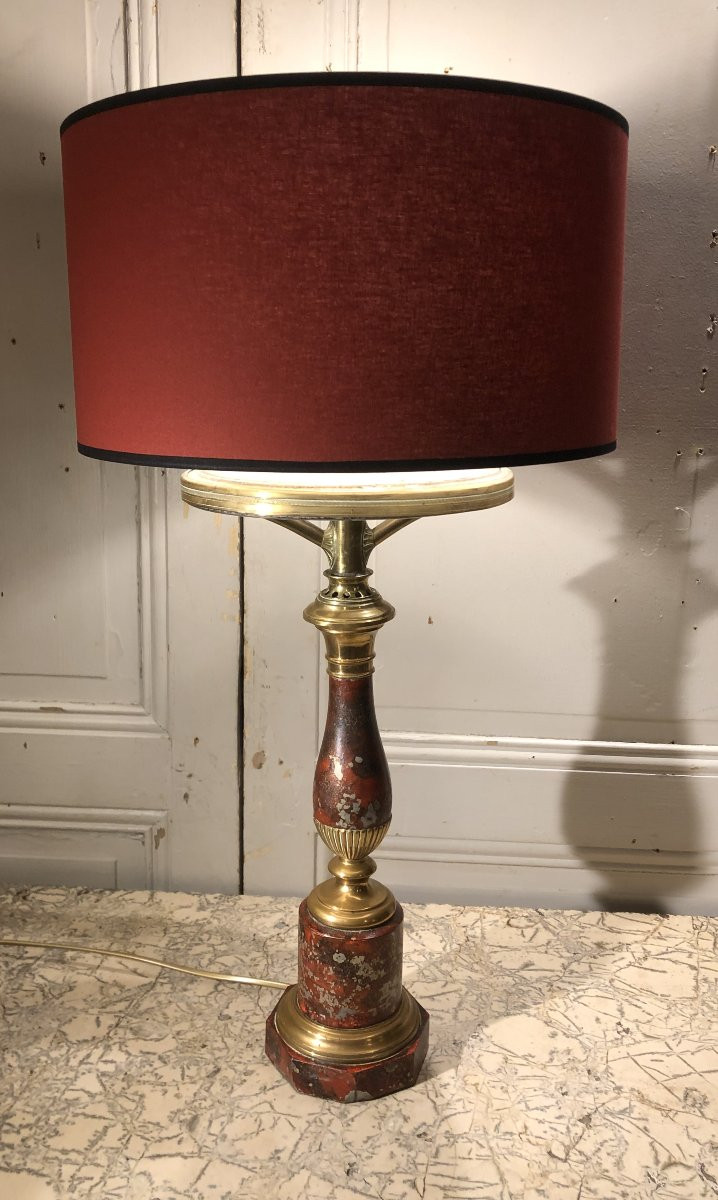 Lampe "Carcel" à couronne de Chopin en tôle peinte XIX° siècle-photo-3
