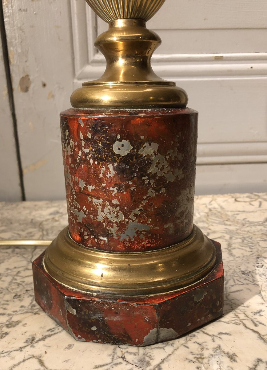 Lampe "Carcel" à couronne de Chopin en tôle peinte XIX° siècle-photo-4