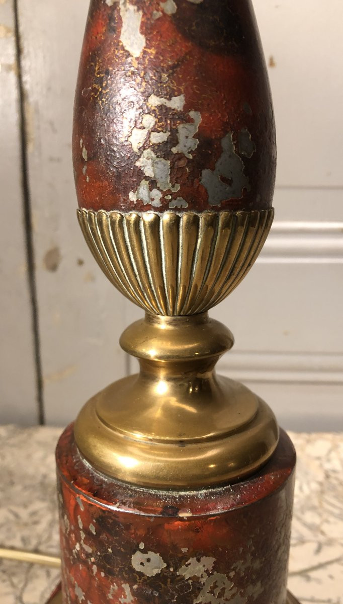 Lampe "Carcel" à couronne de Chopin en tôle peinte XIX° siècle-photo-1