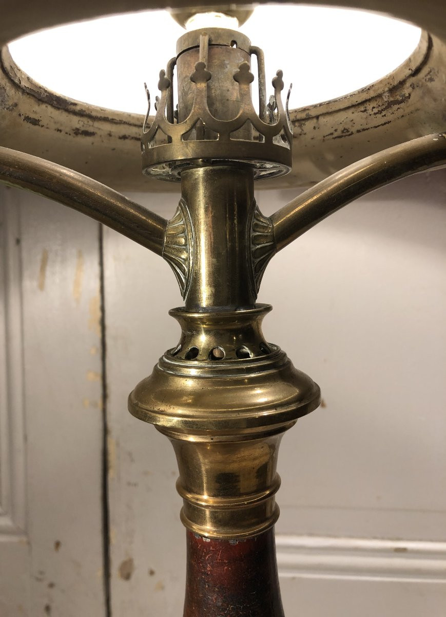 Lampe "Carcel" à couronne de Chopin en tôle peinte XIX° siècle-photo-2