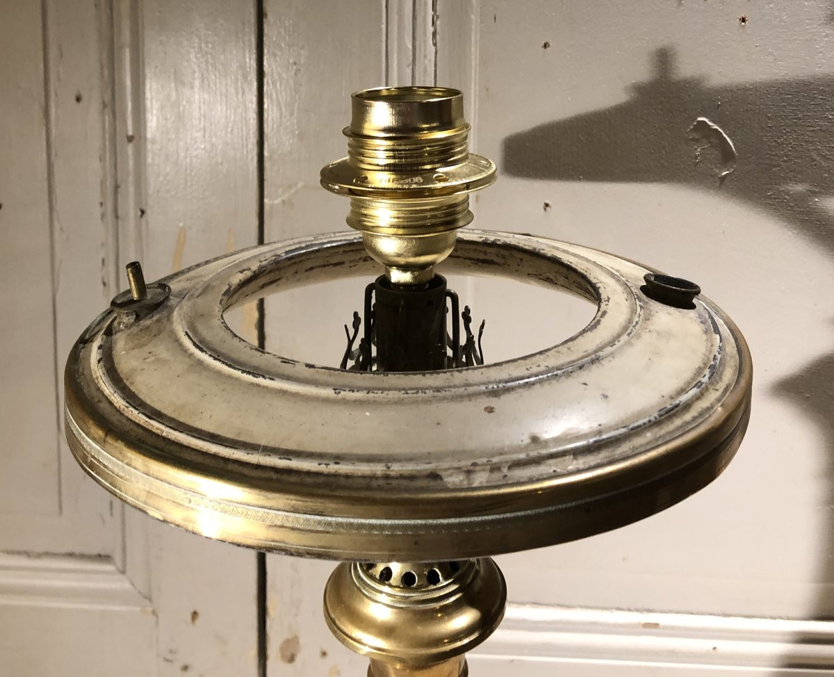 Lampe "Carcel" à couronne de Chopin en tôle peinte XIX° siècle-photo-4