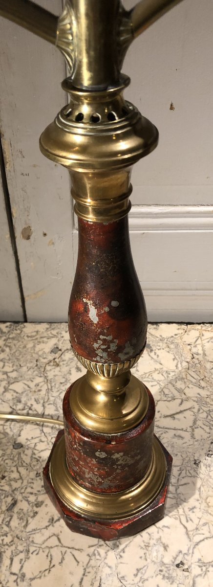 Lampe "Carcel" à couronne de Chopin en tôle peinte XIX° siècle-photo-5