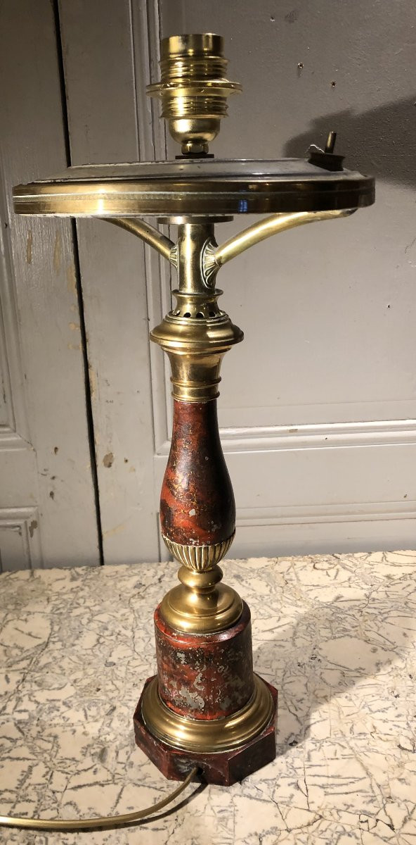 Lampe "Carcel" à couronne de Chopin en tôle peinte XIX° siècle-photo-6