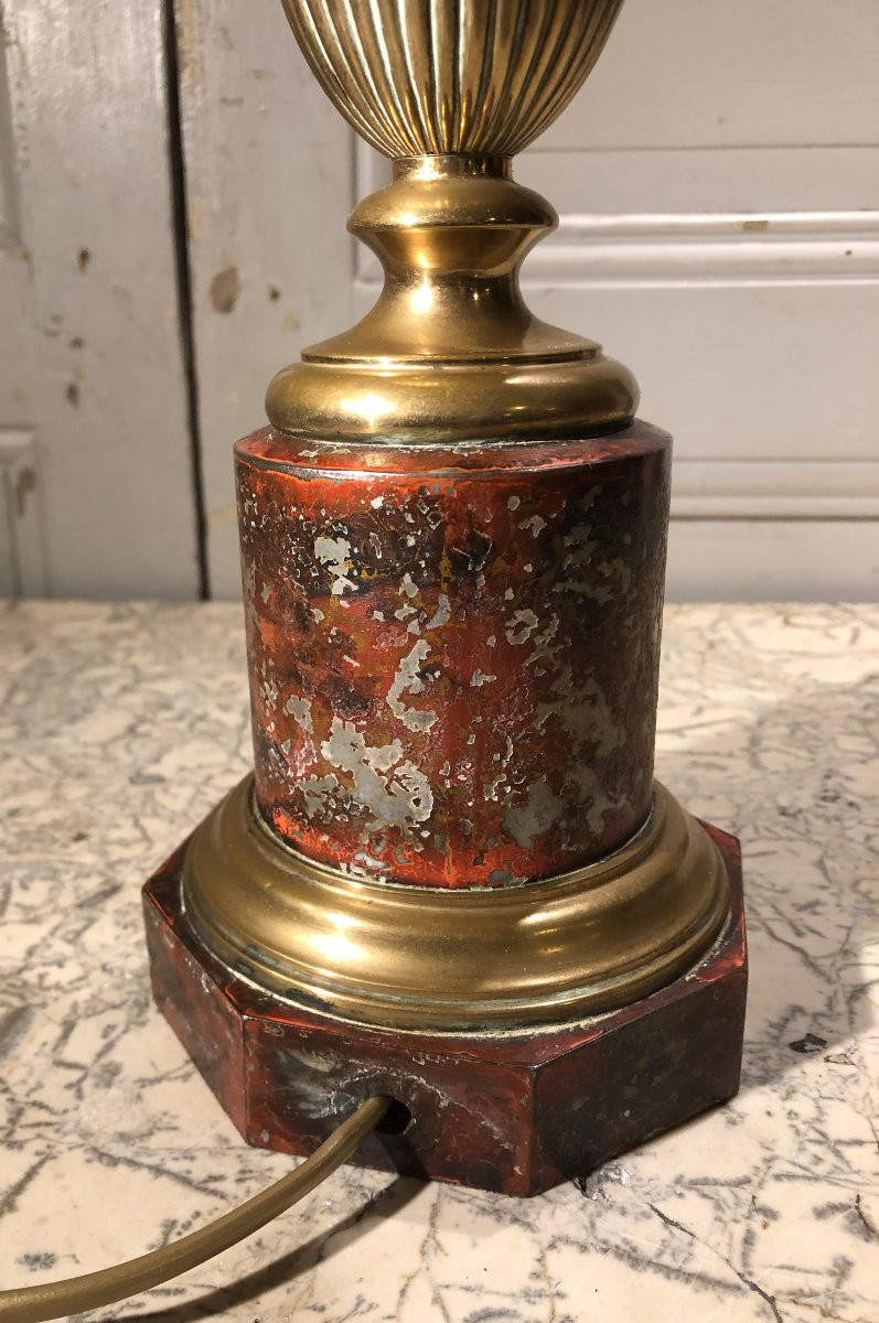 Lampe "Carcel" à couronne de Chopin en tôle peinte XIX° siècle-photo-7