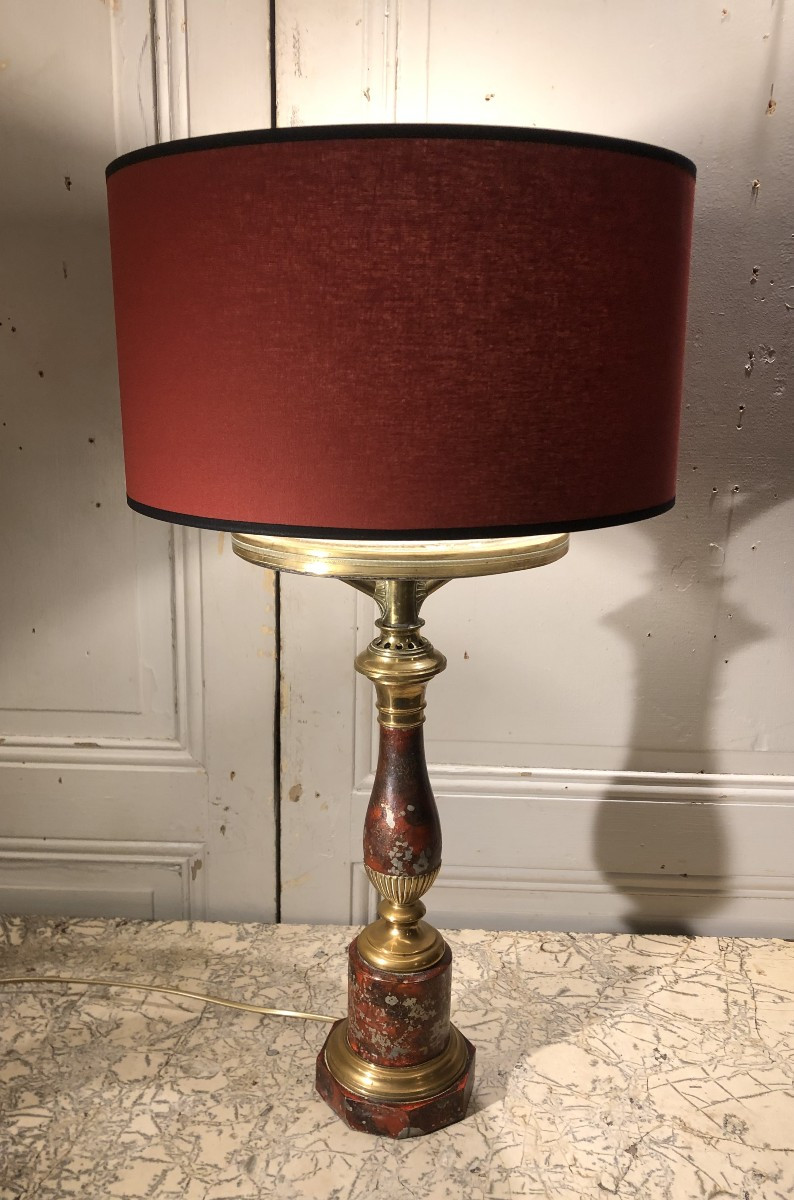 Lampe "Carcel" à couronne de Chopin en tôle peinte XIX° siècle
