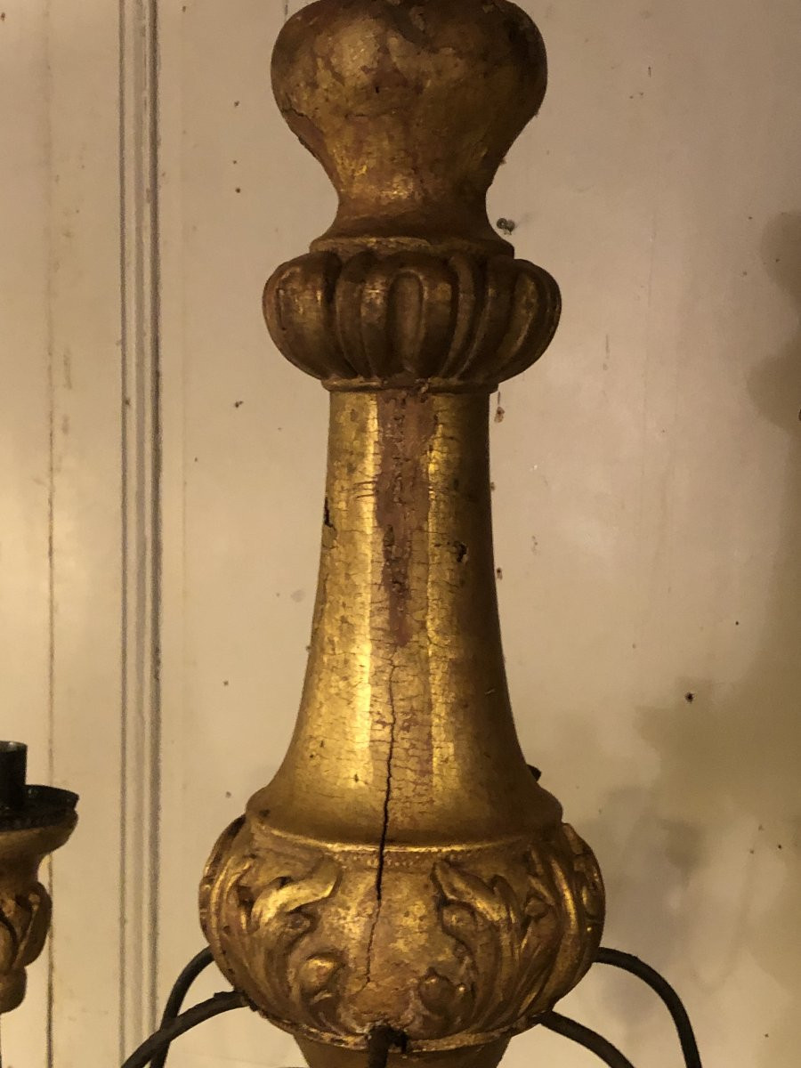 lustre de style Louis XIV Régence en bois doré -photo-1