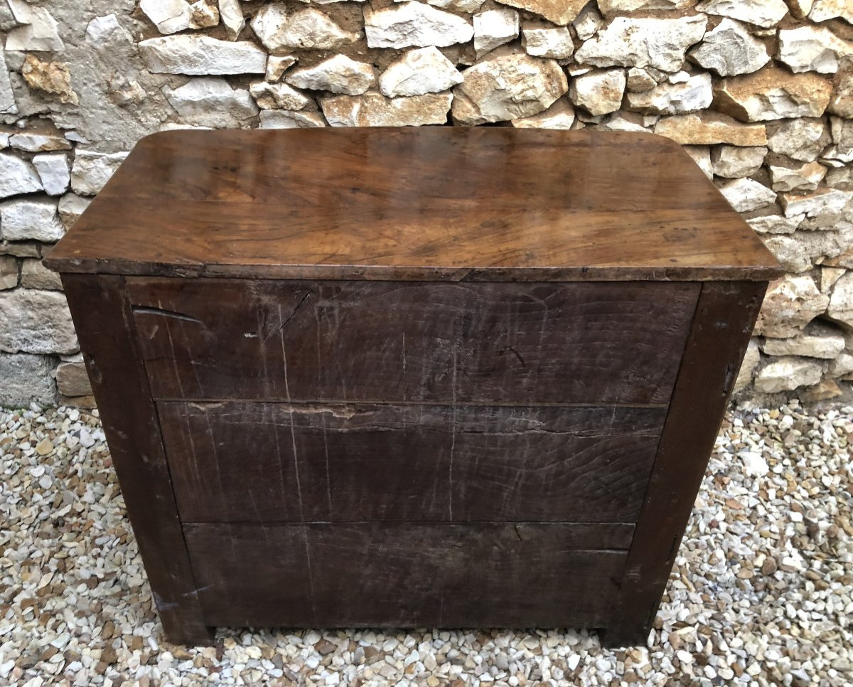 Commode galbée Louis XIV en noyer XVIII° siècle -photo-5