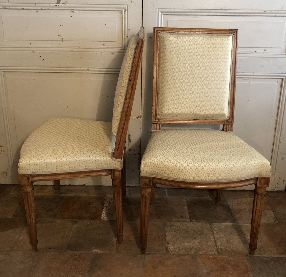 Paire de chaises louis XVI à la reine XVIII siècle -photo-3