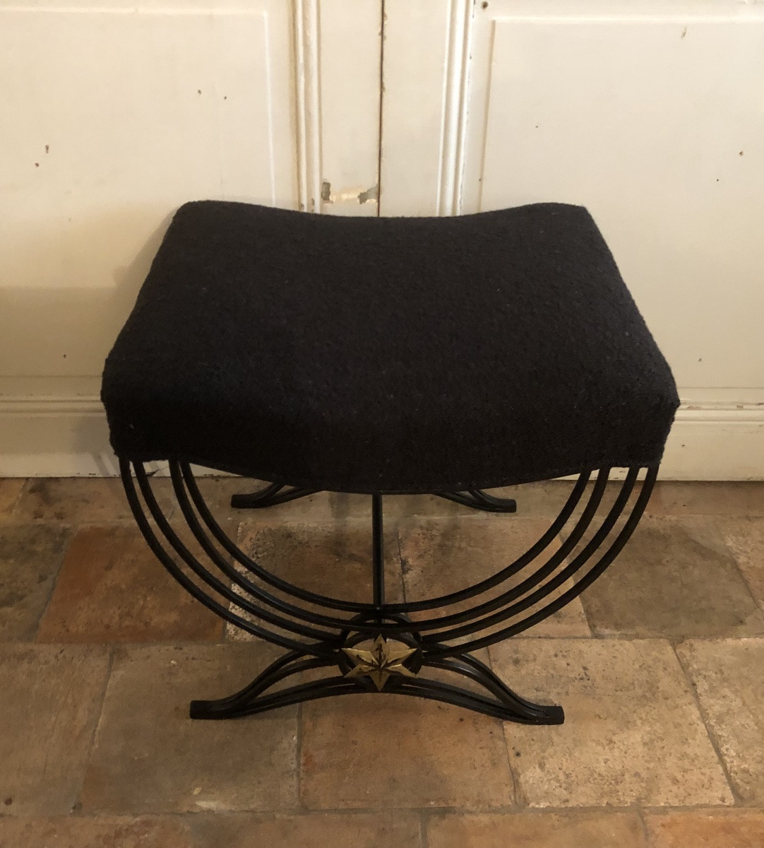 Pair Of Wrought Iron Curule Stools Circa 1940/50-photo-3