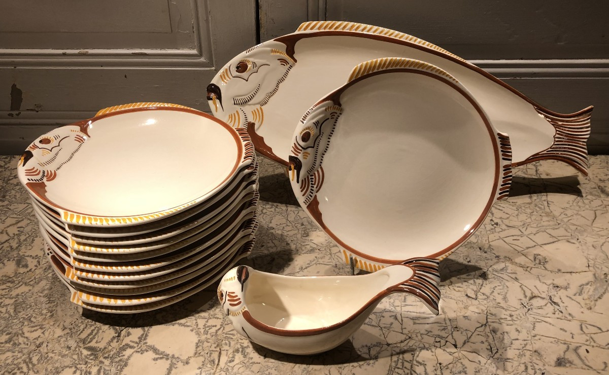 Service à poisson Henriot Quimper 14 pièces