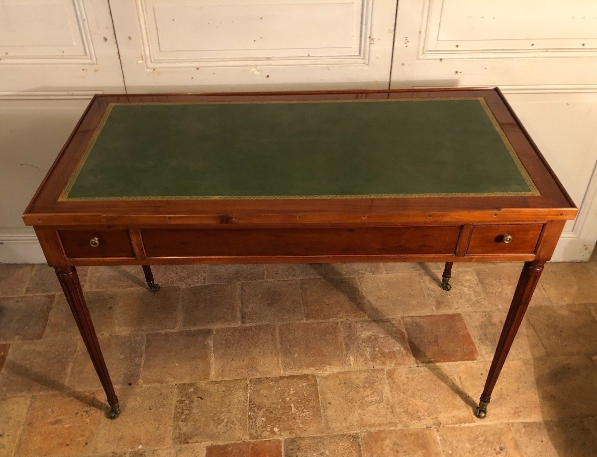 Table à Jeux, Tric Trac, Bureau Louis XVI Estampillée M. Ohneberg En Acajou-photo-1