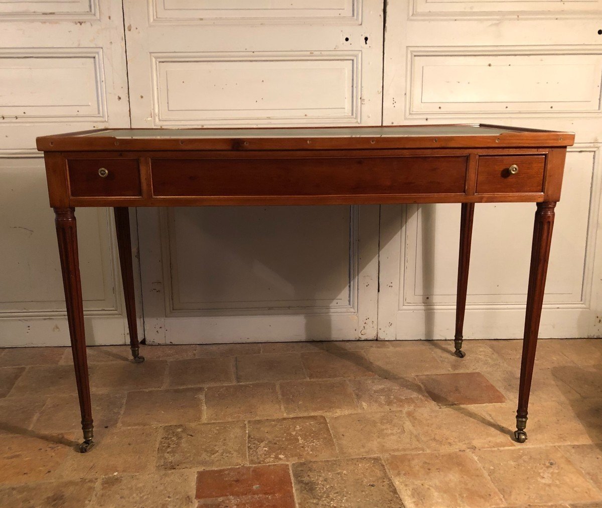 Table à Jeux, Tric Trac, Bureau Louis XVI Estampillée M. Ohneberg En Acajou-photo-2