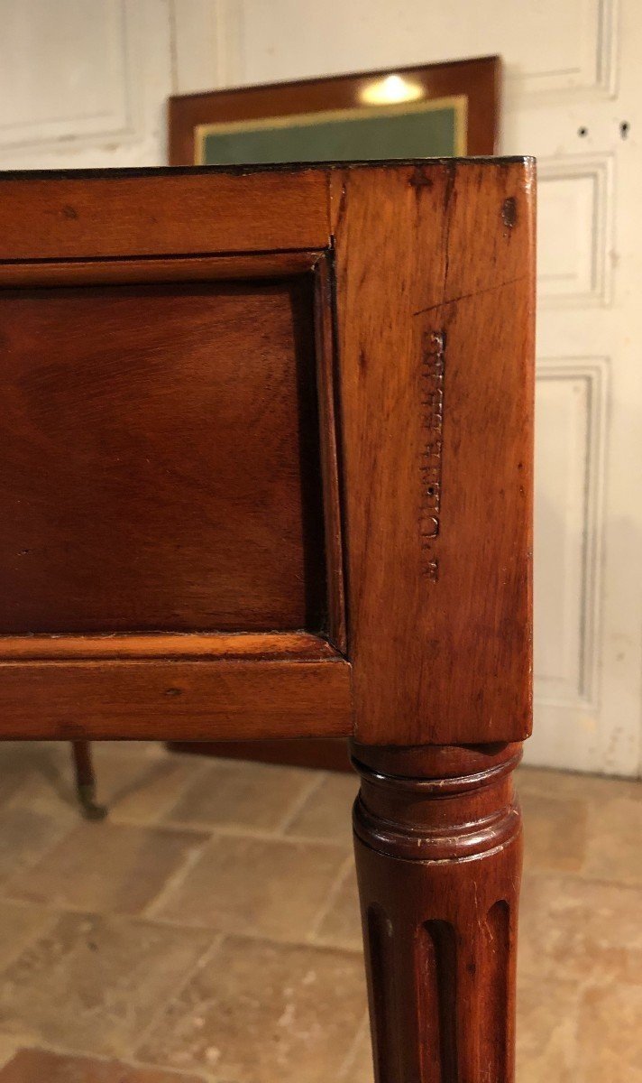 Table à Jeux, Tric Trac, Bureau Louis XVI Estampillée M. Ohneberg En Acajou-photo-6