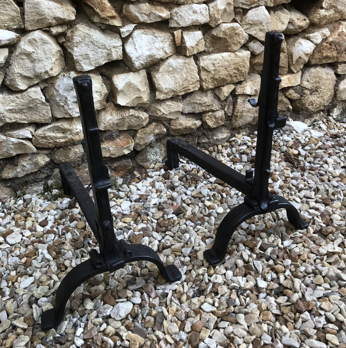 paire de landiers/ chenets en fer forgé XVII° siècle -photo-3